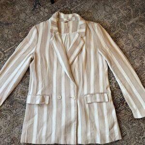 Free People Beige and Cream Blazer